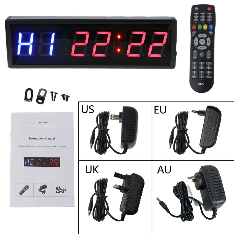 

LED Fitness Interval Timer 2.3 Inch 6-digit Fitness Clock Gym Timer Stopwatch Count Down/Up Clock Stopwatch with Wireless 652A