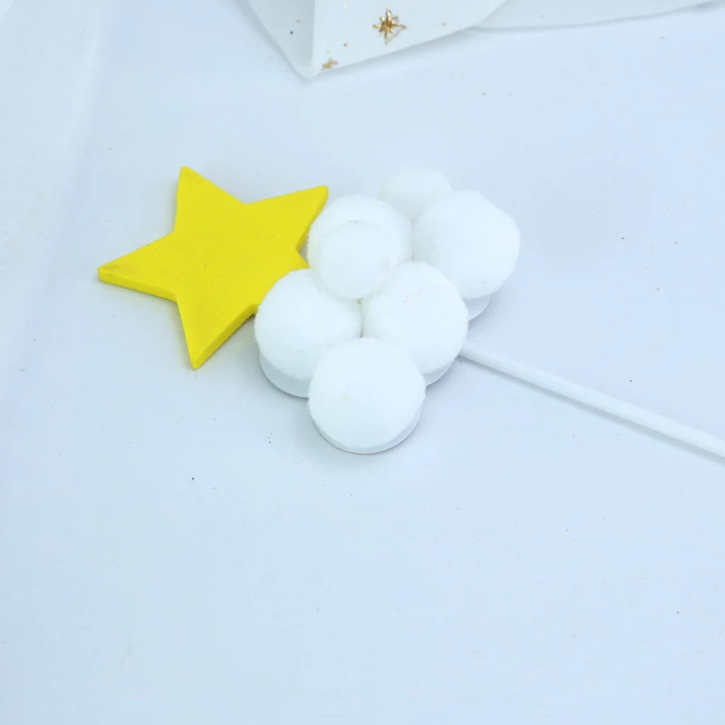 1 шт. Звезда Луна мягкий помпон облако торт Топпер с днем рождения партии DIY Торт