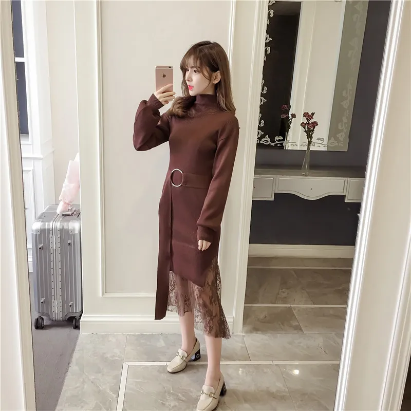 Новинка 2019 осенне-зимнее женское модное повседневное Сексуальное Женское Платье