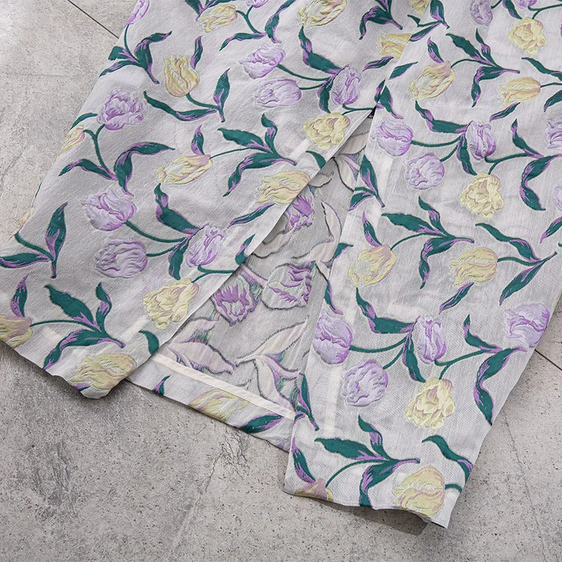 

XIZIHUPAN Elegant Floral Dress For Women Slash Neck Sleeveless High Waist Back Split A Line Maxi Dresses Female Summer 2021 New