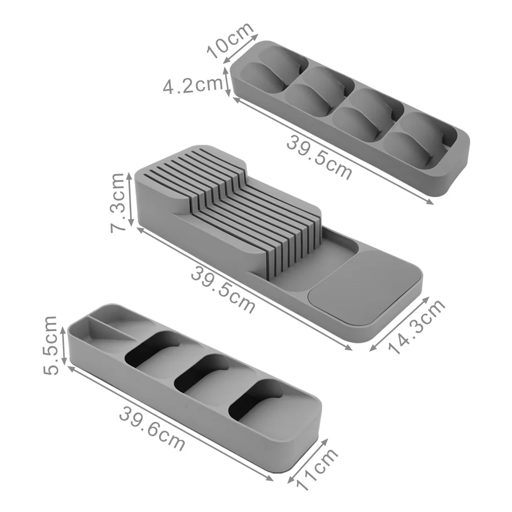 Cutlery Storage Box Tray Knife Holder Tableware Organizer Spoon Fork Drawer Plastic Container Block |
