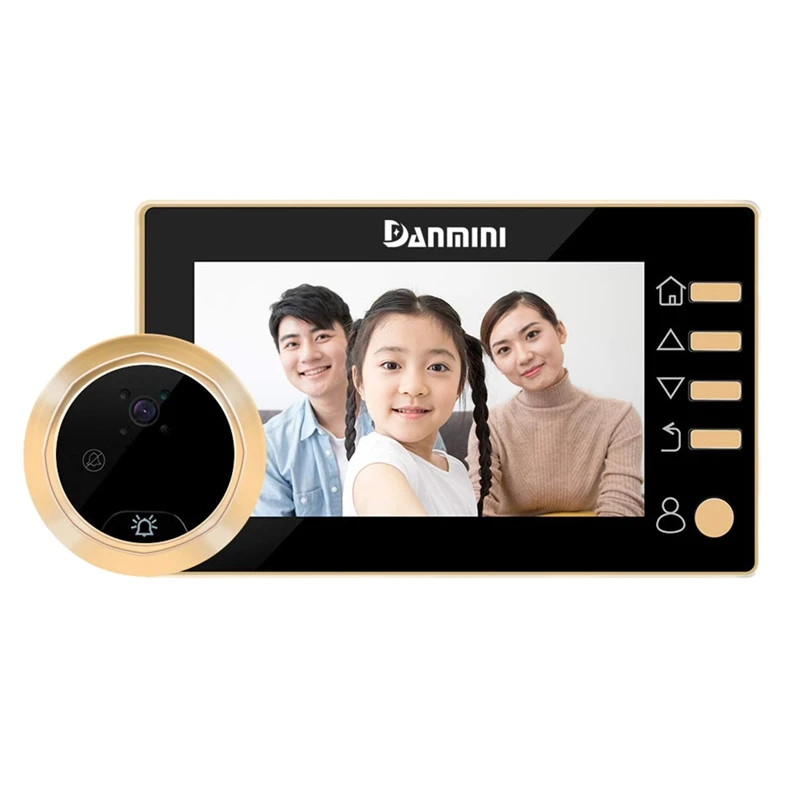 

Danmini Video Doorbell Peephole With Camera, 4.3 Inch Hd Digital Display, Zinc Alloy Material Cat Eyes Door Viewer, 300, 000 P