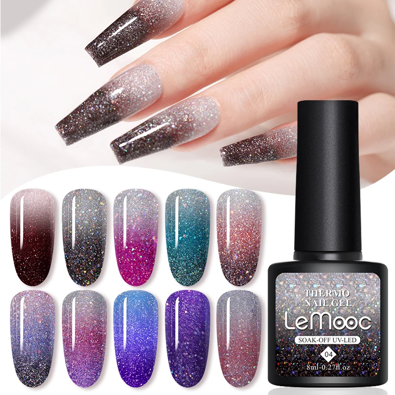 LEMOOC 8 мл Гель лак Термальность Температура изменения Цвет для ногтей Лаки