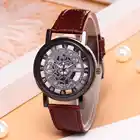 2020 мужские часы Модные прозрачные полые часы с кожаным ремешком кварцевые наручные часы рекламная цена Бесплатная доставка Reloj Hombre