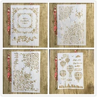 4 pieces each batch of a4 flowers diy craft layered stencil painting scrapbook embossing embossing album paper stencil