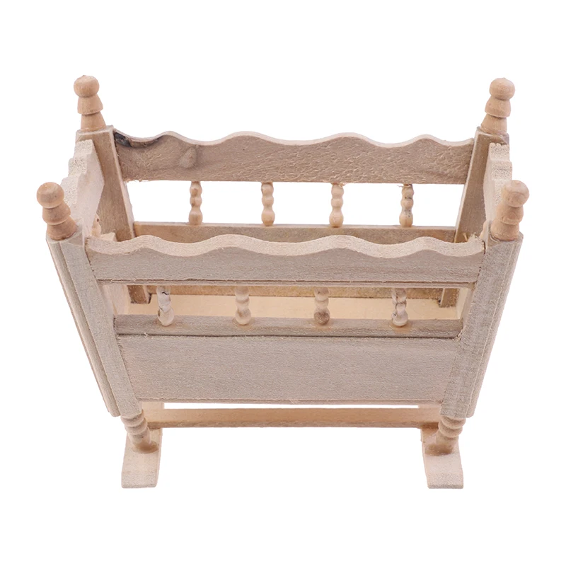 

1/12 Dollhouse Miniature Wooden Cardle Baby Bed Model Accessories Furniture Toys