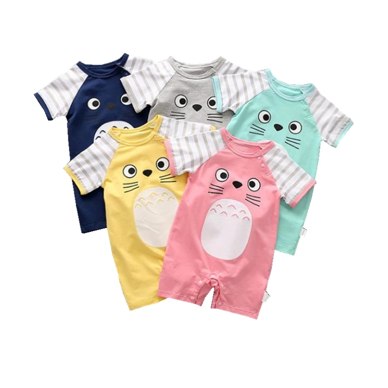 

Cartoon Animal Baby Rompers Short Sleeve Summer One-Piece Body Suit Candy Color for Newborns Toddlers Outwear Casual Clothes