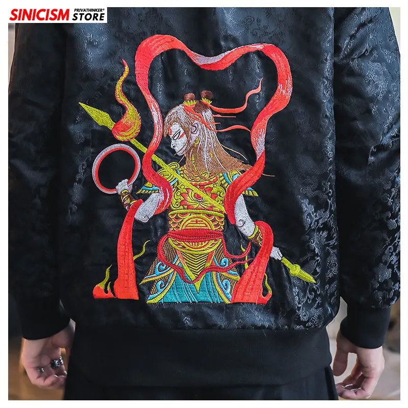 Sinicism Store мужская куртка-бомбер в китайском стиле, Мужская свободная модная уличная одежда, мужская осенняя куртка с вышивкой, большие размеры