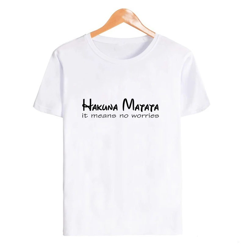 19bk016-white Showtly Hakuna Matata Women Harajuku Ullzang the lion king T-shirt Femme Homme Summer Tshirt Fashion Top Tee Female T Shirt - Цвет: 19bk016-white