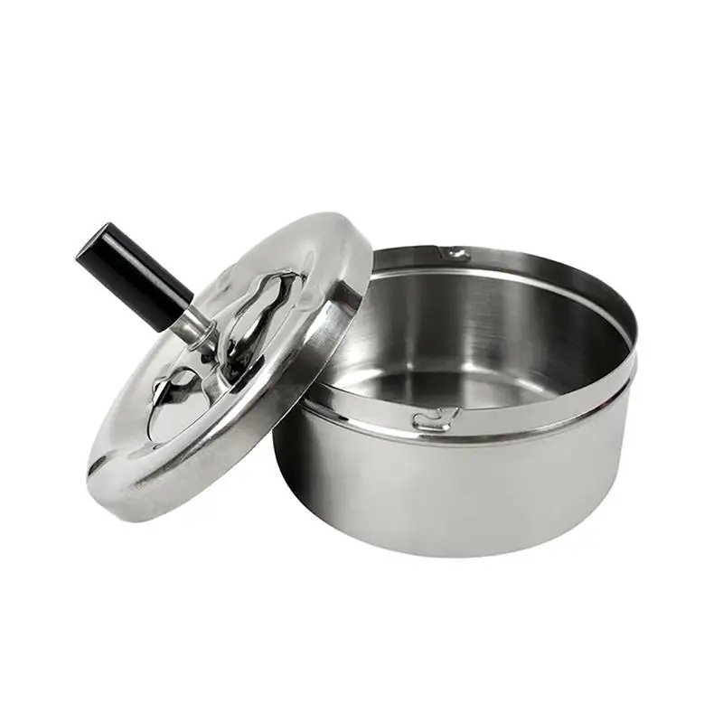 Портативная круглая спиннинговая пепельница из нержавеющей стали товары для