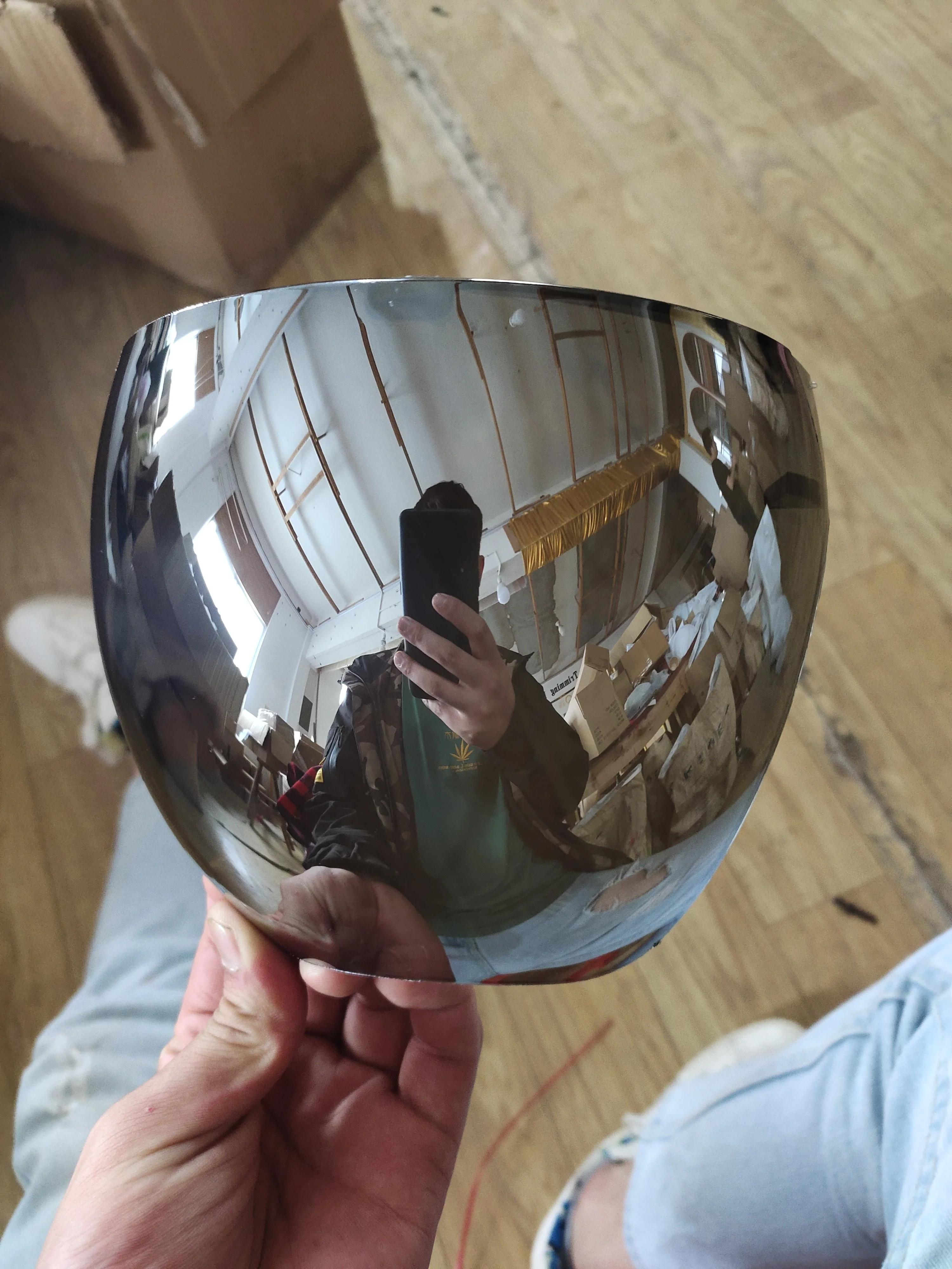 Серебристые солнцезащитные очки на все лицо защита унисекс большой экран