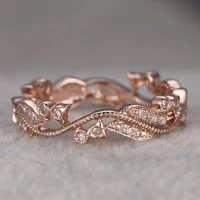 milangirl classic flowers ring for women girls rose gold color crystal rhinestone zircon ring for wedding engagement jewelry
