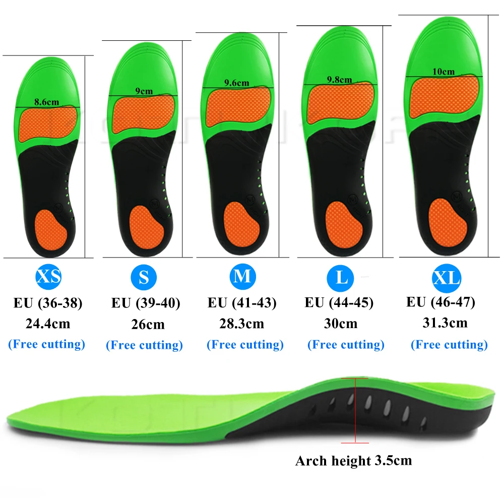 EVA Orthotic Insoles For Flat Feet High Arch Support Comfortable Sports Orthopedic Shoes Sole Insert Relieve Heel Pain Shoe Pads