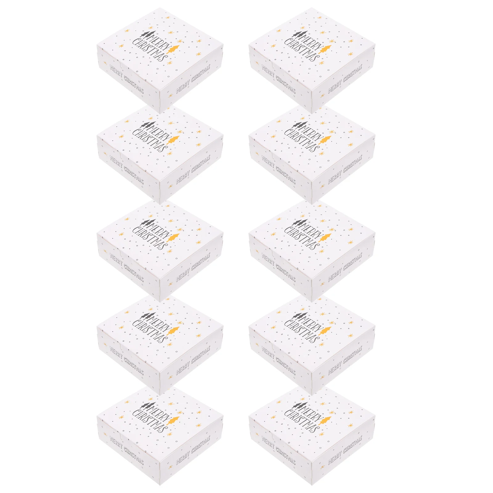 

10Pcs Christmas Square Food Grade Paper Boxes Xmas Party Favor Boxes (White)