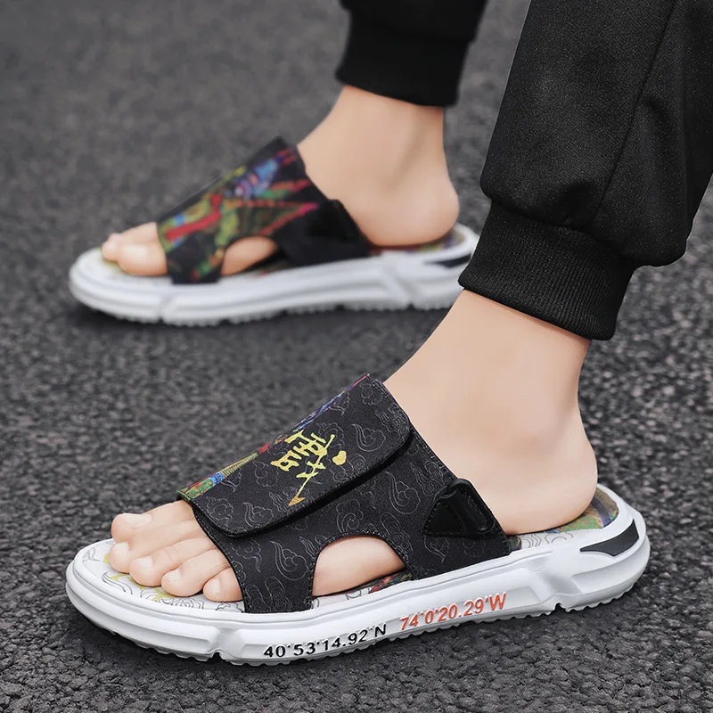 

Men's Summer Sandals Dual-use Sandals Peking Opera Style National Tide All-match Casual Sandals Fashion Sandals For Man
