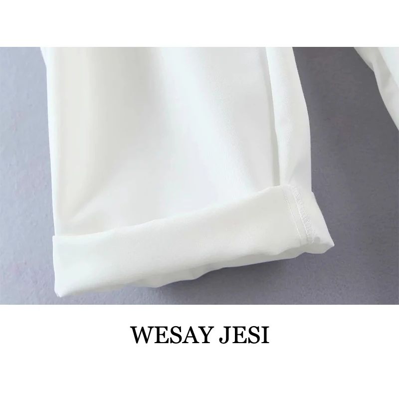 

WESAY JESI Fashion Summer Pants For Women High Waist Woman Clothes Casual Long Trousers Button-Up Straight Female High Quality