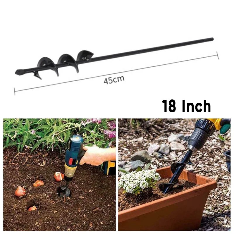 

18 Planting Auger Spiral Hole Drill Bit Set For Yard Roto Earth Bulb Planter F
