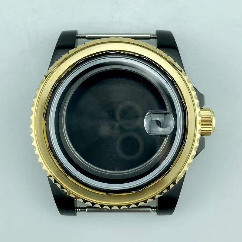 

HQ And New 10ATM WR 40mm Fashion Sapphire Crystal Watch Case Two Tone PVD Fit Miyota8215 ETA2836 SUB Style Mens Watch