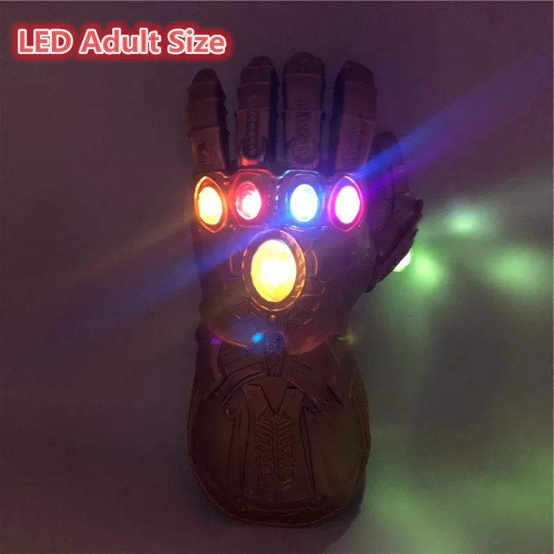 LED Adult Size 4 танос перчатка Таноса светодиодный ПВХ Косплей перчатка перчатки светильник игрушки для взрослых Дети Хэллоуин косплей реквизит - Цвет: LED Adult Size