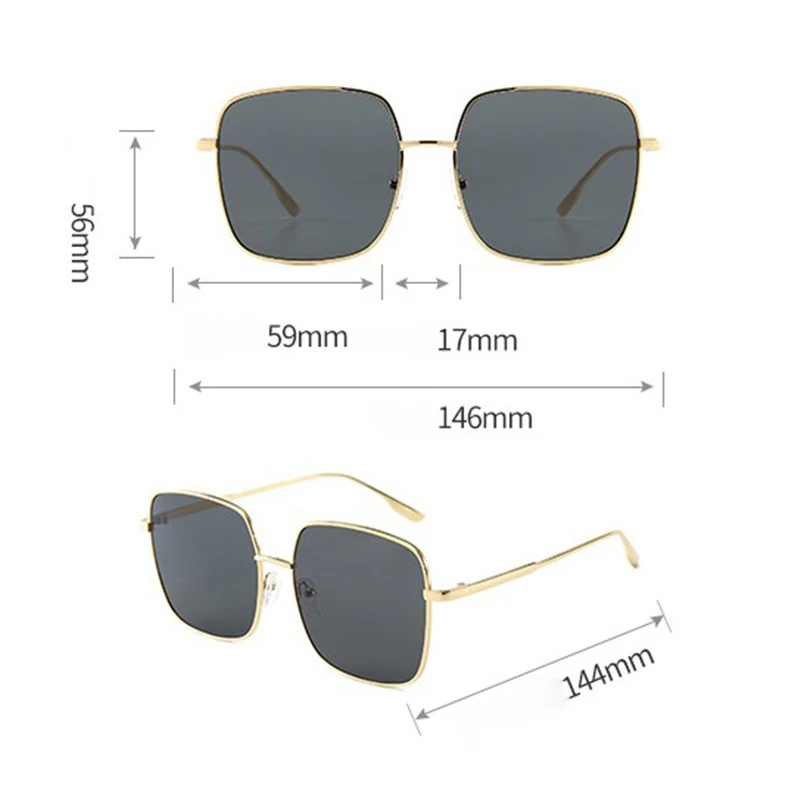 Большие женские поляризационные солнцезащитные очки в металлической коробке с