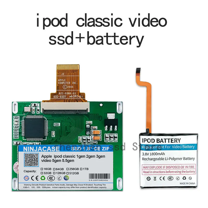 

New SSD 32G 64G 128G 256G 512G 1TB For Ipod classic 7Gen Ipod video 5th Replace MK3008GAH MK8010GAH MK1634GAL Ipod HDD free tool