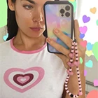 2021 летние акриловые бусины в форме сердца мобильный телефон цепи браслеты с подвесками на ремешке для анти-потерянный ремешок для женщин Мобильный телефон Аксессуары