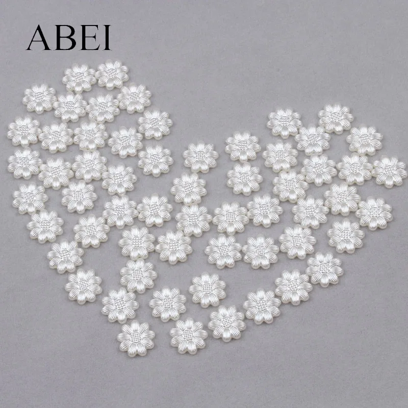 200 шт. 12 мм бусины из АБС смолы с цветами и плоской задней частью свободный Бисер