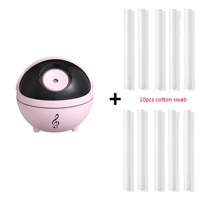 Pink and 10 filters Музыкальный увлажнитель, 350 мл, Настольный увлажнитель, арома-диффузор эфирного масла, 1200 мАч, встроенный аккумулятор, светодиодный светильник для дома - Цвет: Pink and 10 filters