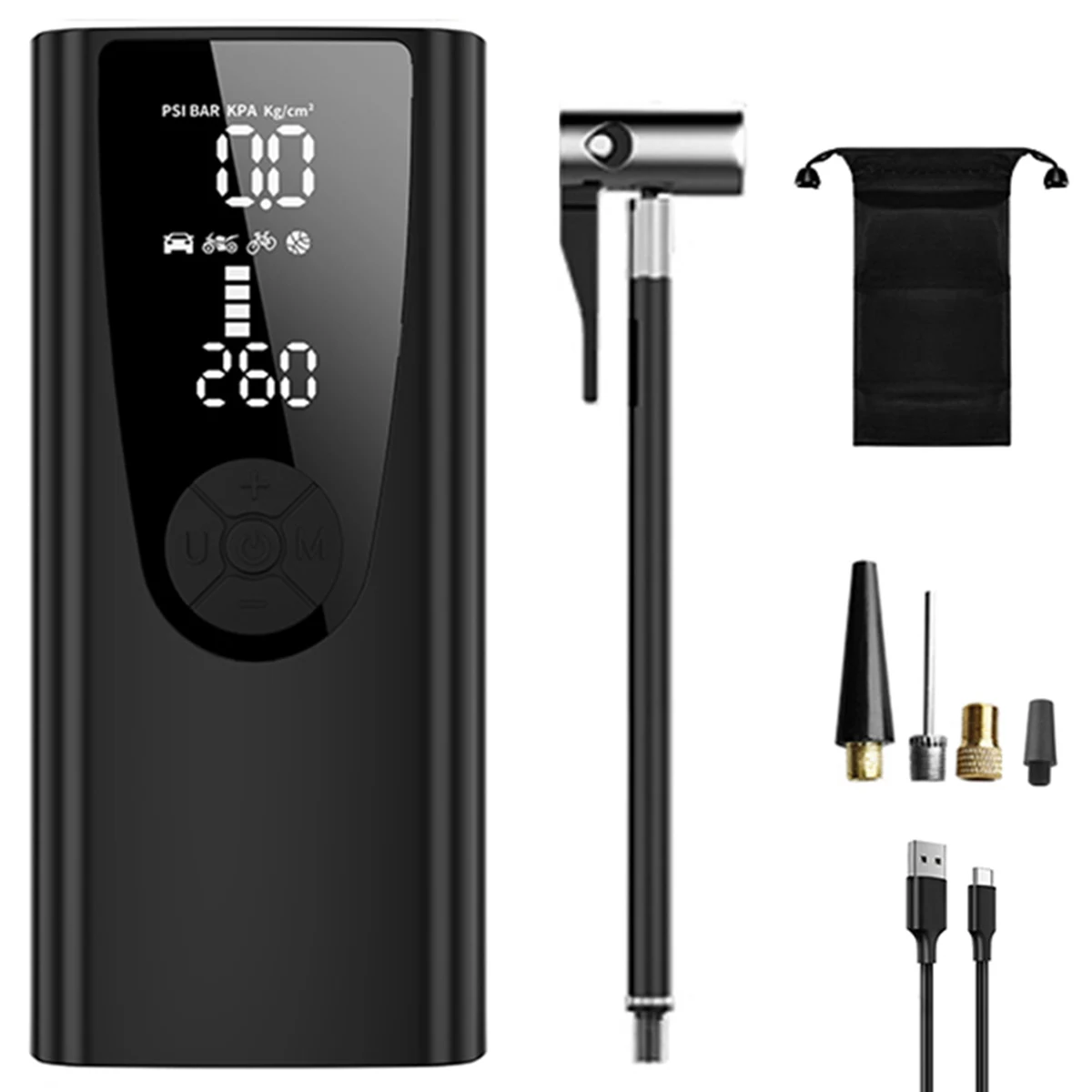 

12V 3A Cordless Tire Inflator Mini Air Compressor Pump with 6000mAh Rechargeable Battery Portable Electric Digital Tire Pump