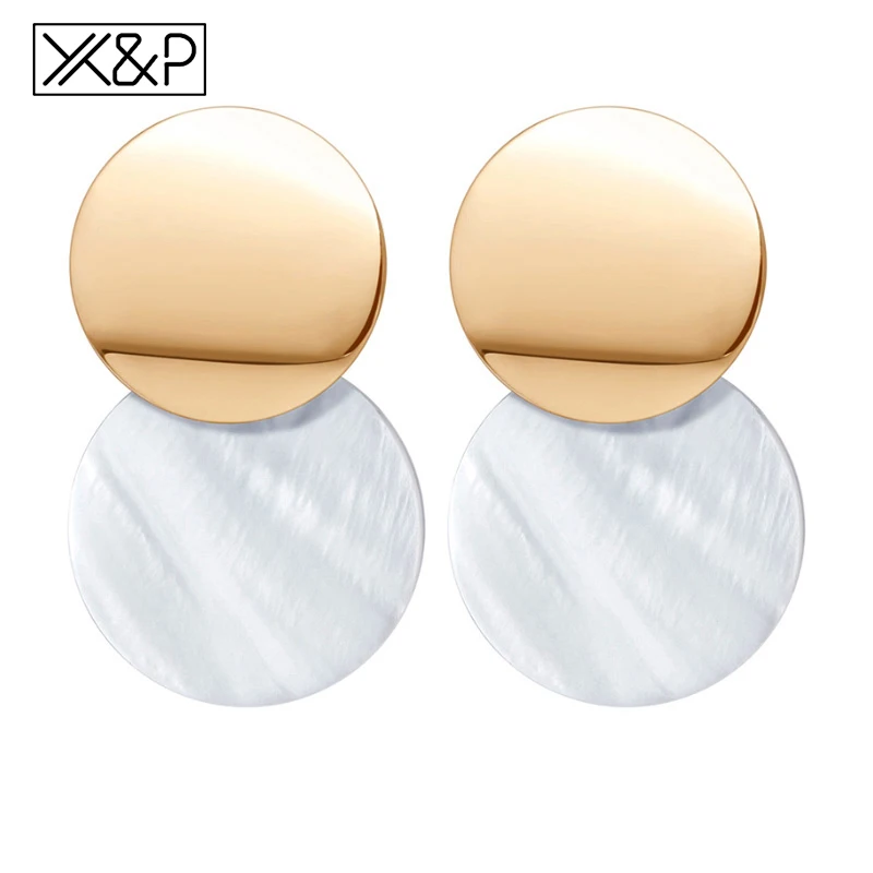 X &amp P новые модные круглые акриловые серьги для женщин винтажные Золотые