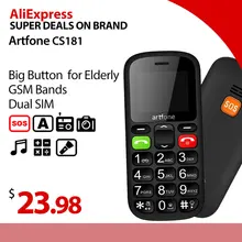 Botão grande telefone móvel para idosos, artfone cs181 atualizado gsm celular com botão sos, número de fala e tocha (4)