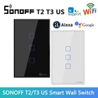 Умный выключатель света SONOFF T2T3 US, переключатель SONOFF TX WiFi eWelink, прерыватель, настенный сенсорный переключатель для умного дома, для Alexa Google Home