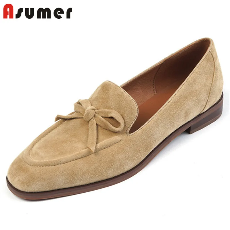 Asumer/Новое поступление туфли на плоской подошве из замши и кожи Женские Одежда