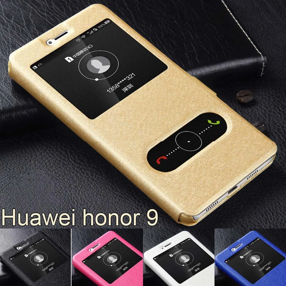 Чехол Funda для Huawei Honor 9 откидная крышка быстрый ответ двойное окно подставка чехол