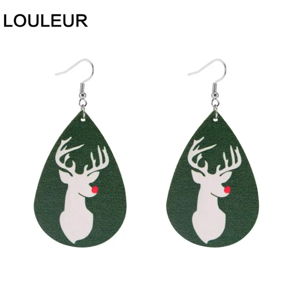 Christmas moose Новые висячие серьги в богемном стиле, Рождественская елка, снежный олень, длинные серьги из искусственной кожи для женщин, девочек, рождественский подарок - Окраска металла: Christmas moose