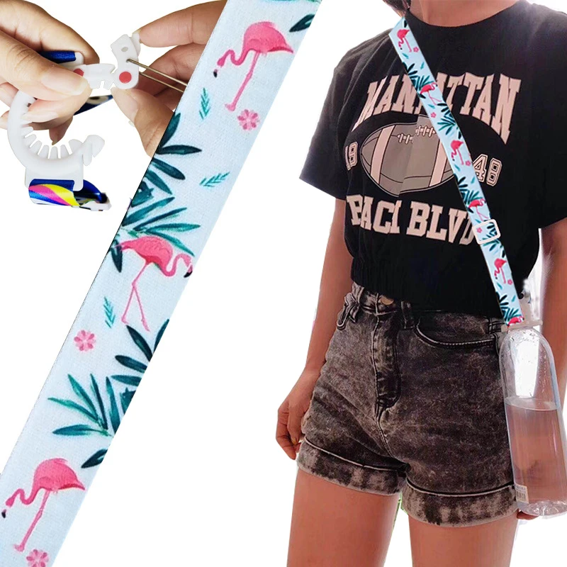 Креативная бутылка для напитков с милым рисунком фламинго кактуса ремешок