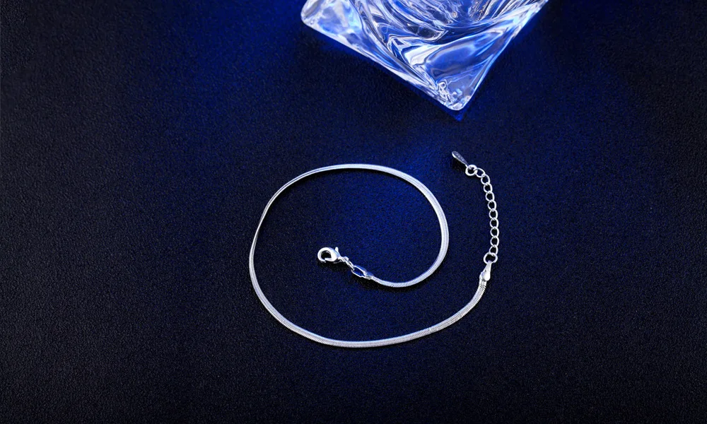 

925 Sterling Silver Lucky Bracelets Cuff Fashion Chain Bangle Flat Snake Link Chain Women Men Jewelry Pulseira Masculina