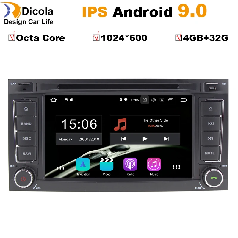 Android 9 2din автомобильный dvd Радио мультимедийный плеер для VW Touareg Multivan T5 (2004-2011) gps