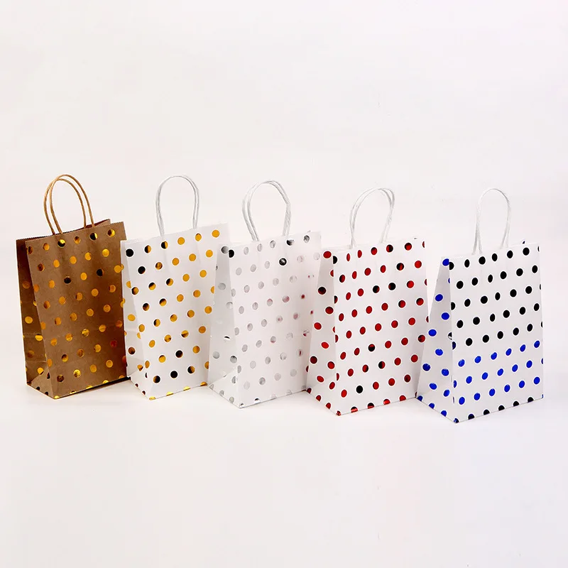 

AVEBIEN Creative Kraft Paper Bronzing Dot Hemp rope Portable Bag Wedding Birthday Party Gift Packaging Bag мешочек для украшений