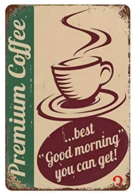 

Coffee Tin Sign Wall Retro Metal Bar Pub Poster Metal 12x8 Inches