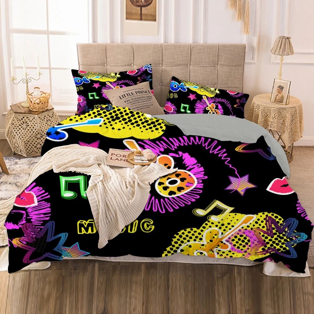 

3D Extreme Cartoon Font Printed Bedding Set 2/3Pcs Luxury Twin Queen King Size Bedclothes For Home Textiles Duvet Cover Set