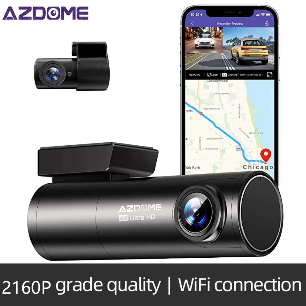 

AZDOME M300S 4K Car DVR APP & English Voice Control 2160P Ultra HD Night Vision Dash Camera Recorder Built-in GPS Wi-Fi Dash Cam