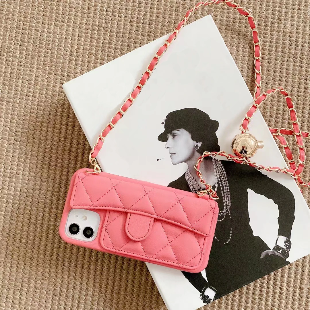 latest card pocket adjustable chain strip leather case for iphone 13 12 11 pro max 8 plus xr xs cover phone accessories bag free global shipping