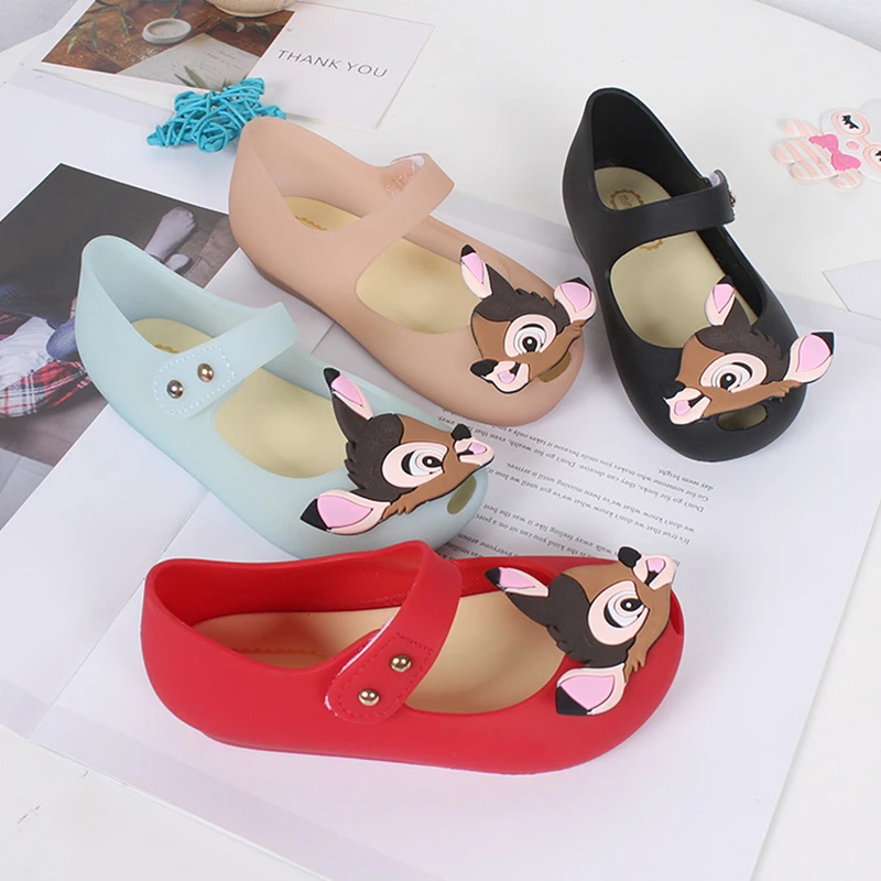 Рождество мультфильм милый голова оленя ПВХ детские девушки желе сандалии милые