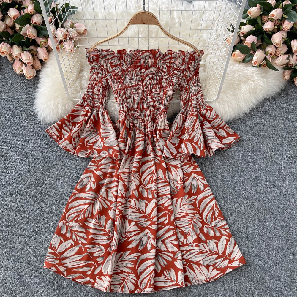 

Summer Beach Dress Women One Shoulder Floral Vintage Printing Dresses Holiday Vestidos Female Robe Women Clothing 2022 Coisini