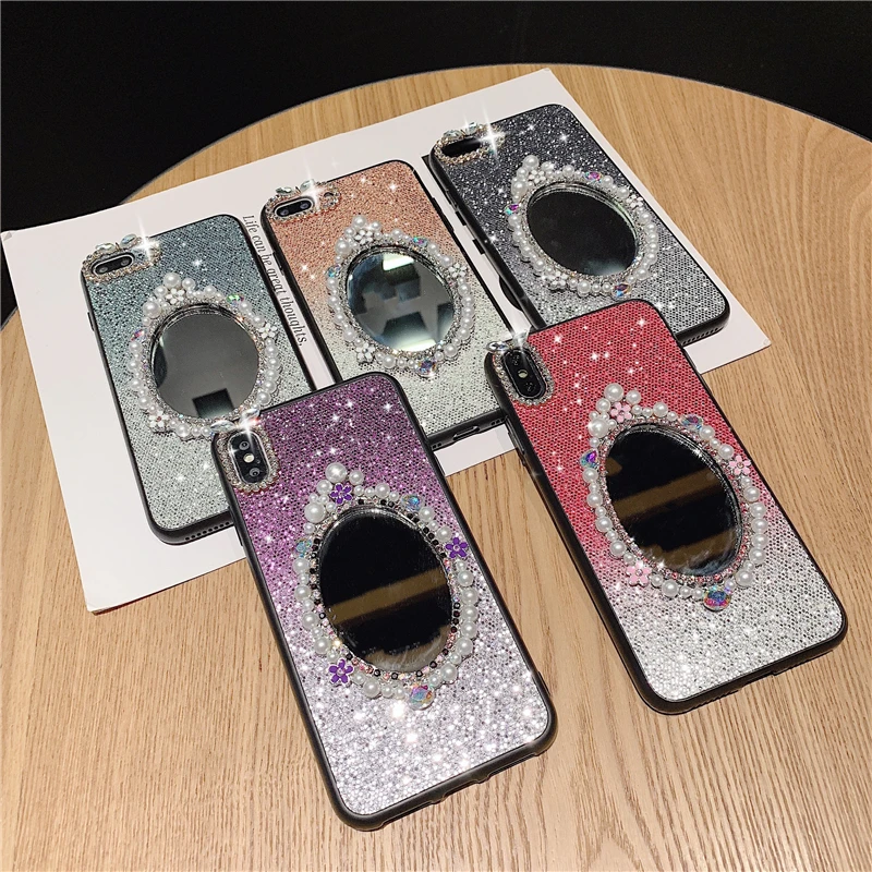 Модный перламутровый зеркальный женский чехол для телефона Iphone X 11 pro Xs Max Xr 10 8 7 6 6s Plus роскошный мягкий чехол