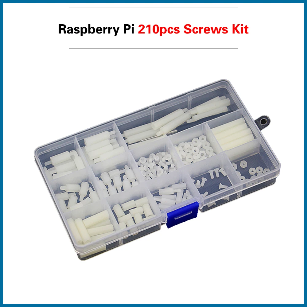 

Raspberry Pi 4 Model B/3B 210 pcs Screws Kit M2 M3 Nylon Plastic Screws and Nuts + Screwdriver+ Storage Box Case for Arduino