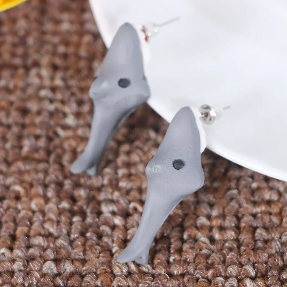 

Cartoon New Handmade Polymer Clay Soft Cute Shark Earrings For Women Animal Kawaii Accessories Ear Stud Jewelry