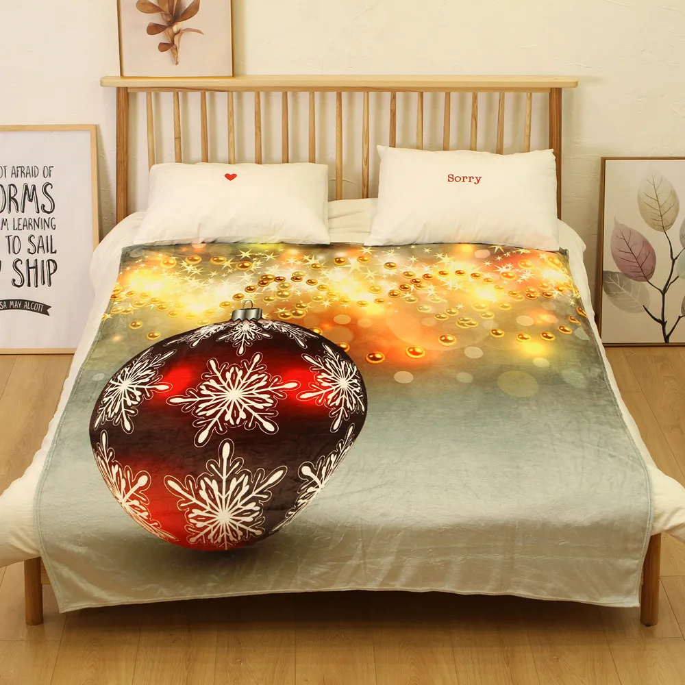 OUNEED Christmas Blanket Flannel Fabric Sofa Bed Blanket 150x200CM Office Children Towel Portable Car Travel Cover Blanket#45