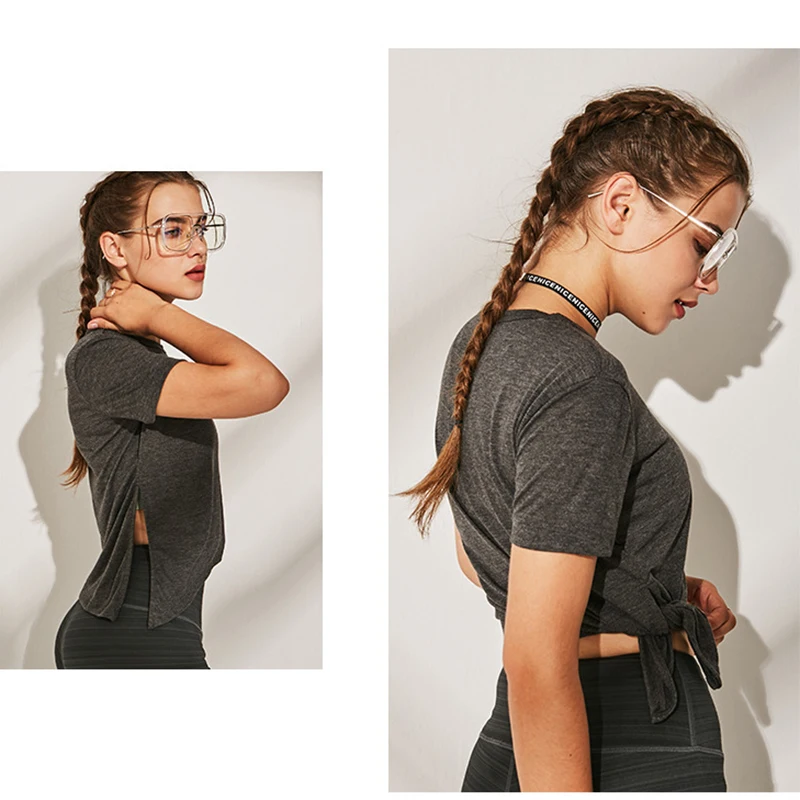 Женские быстросохнущие топы для фитнеса и йоги спортивные с коротким рукавом